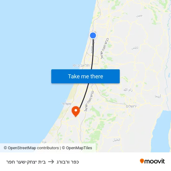 בית יצחק-שער חפר to כפר ורבורג map