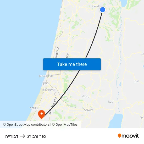 דבורייה to כפר ורבורג map