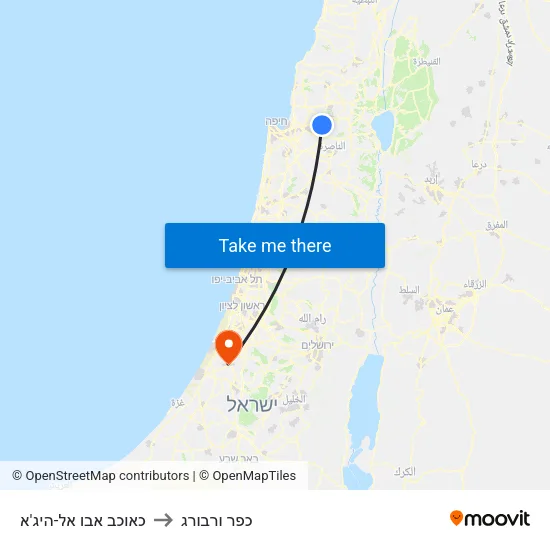 כאוכב אבו אל-היג'א to כפר ורבורג map
