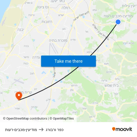 מודיעין-מכבים-רעות to כפר ורבורג map