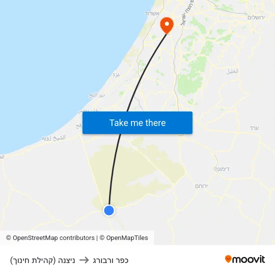 ניצנה (קהילת חינוך) to כפר ורבורג map