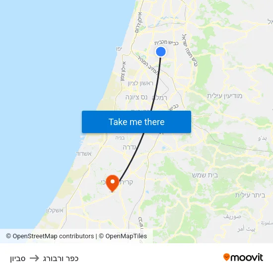 סביון to כפר ורבורג map