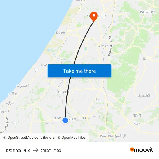מ.א. מרחבים to כפר ורבורג map