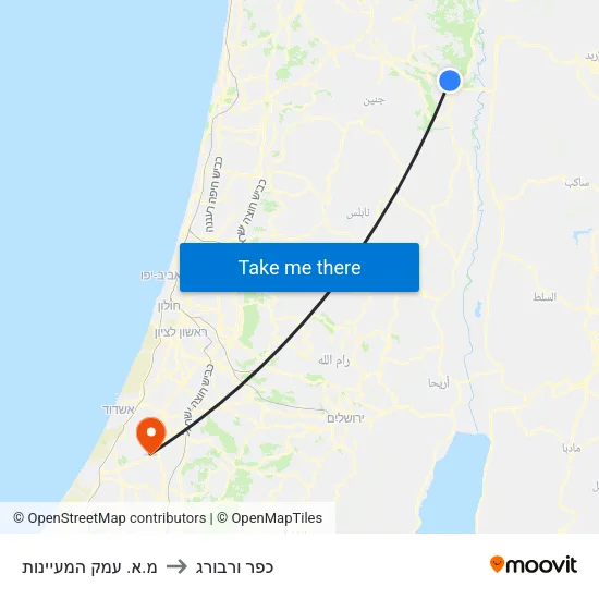 מ.א. עמק המעיינות to כפר ורבורג map