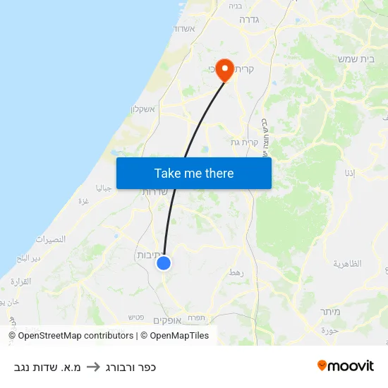 מ.א. שדות נגב to כפר ורבורג map