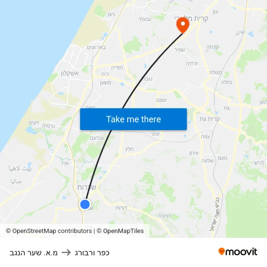מ.א. שער הנגב to כפר ורבורג map