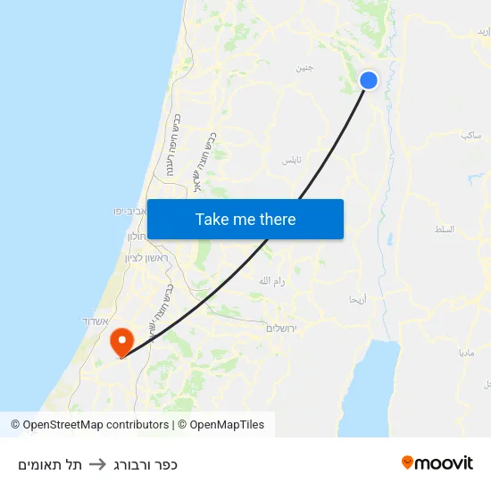 תל תאומים to כפר ורבורג map