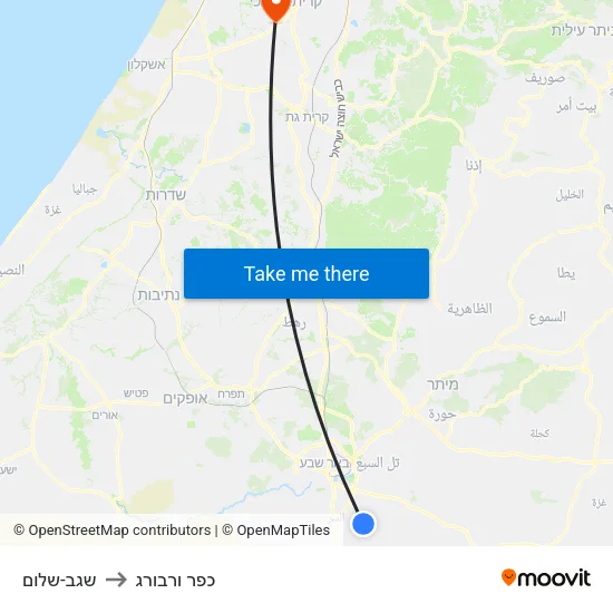 שגב-שלום to כפר ורבורג map