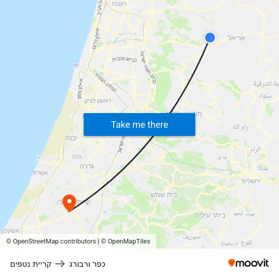 קריית נטפים to כפר ורבורג map