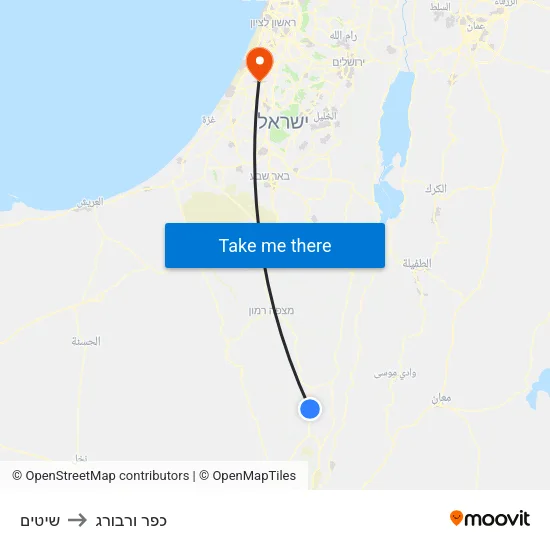 שיטים to כפר ורבורג map