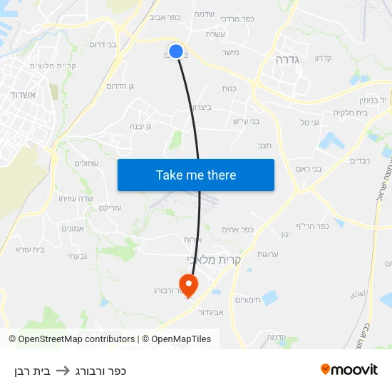 בית רבן to כפר ורבורג map