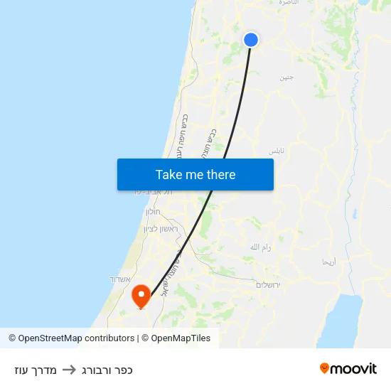 מדרך עוז to כפר ורבורג map
