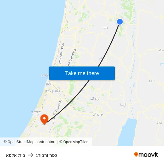 בית אלפא to כפר ורבורג map