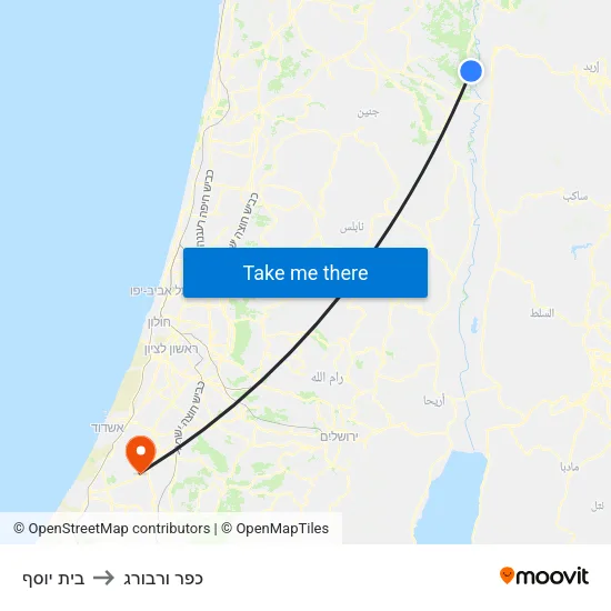 בית יוסף to כפר ורבורג map