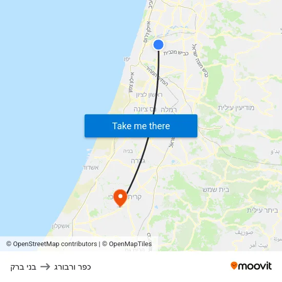 בני ברק to כפר ורבורג map