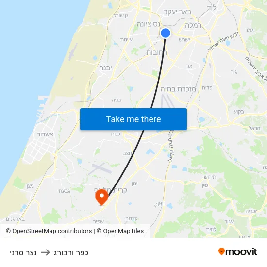 נצר סרני to כפר ורבורג map