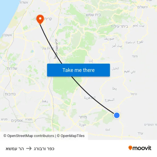 הר עמשא to כפר ורבורג map