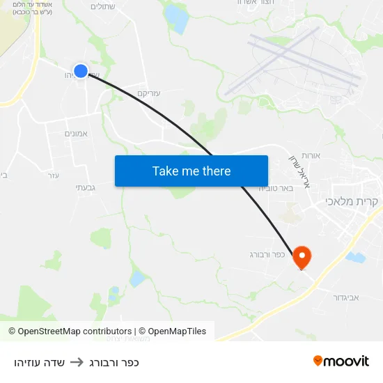 שדה עוזיהו to כפר ורבורג map