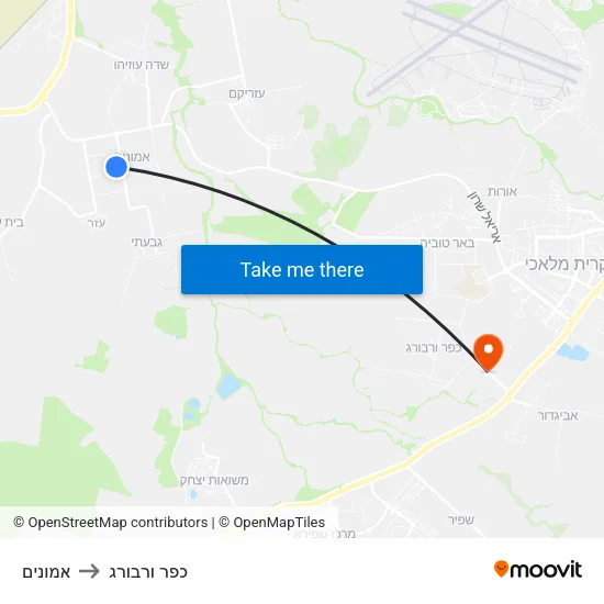 אמונים to כפר ורבורג map