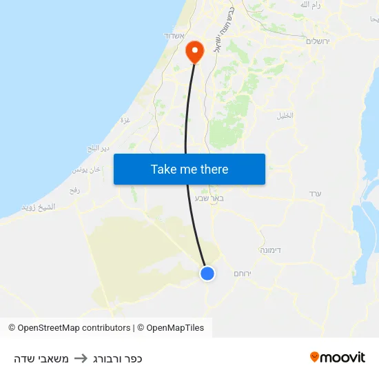 משאבי שדה to כפר ורבורג map