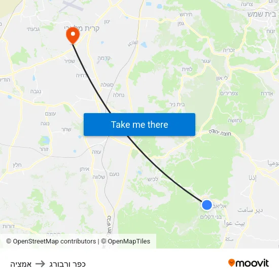 אמציה to כפר ורבורג map