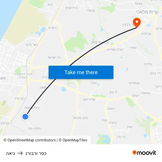 גיאה to כפר ורבורג map