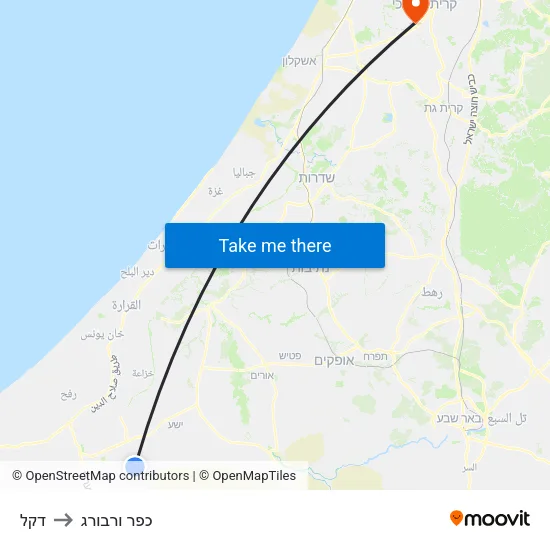 דקל to כפר ורבורג map