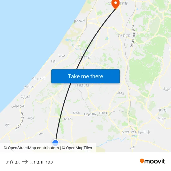 גבולות to כפר ורבורג map