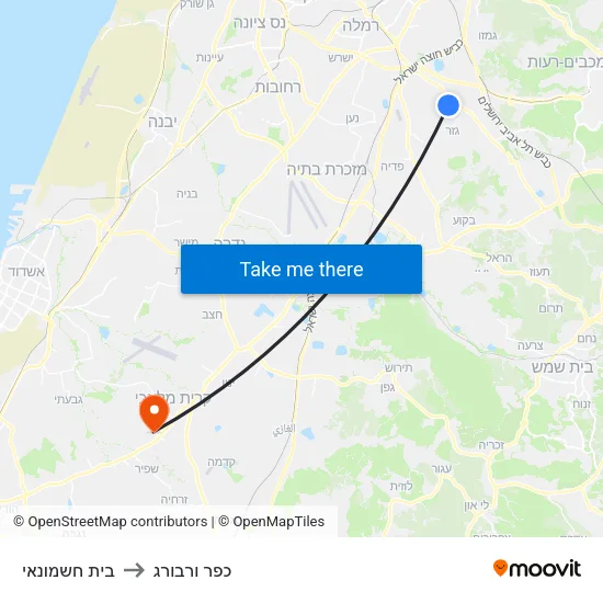 בית חשמונאי to כפר ורבורג map
