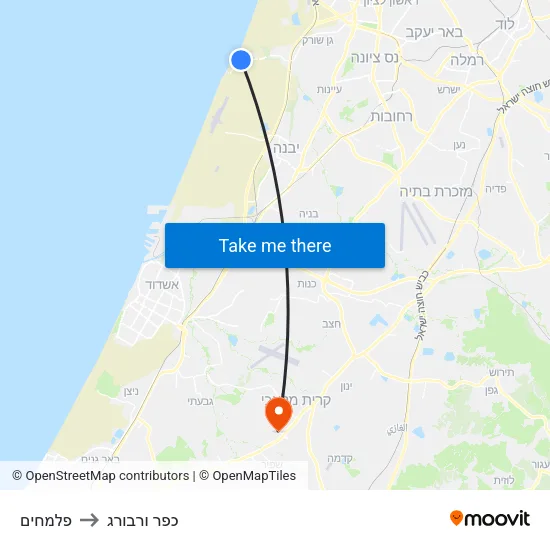 פלמחים to כפר ורבורג map