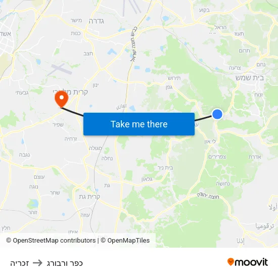זכריה to כפר ורבורג map