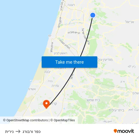 נירית to כפר ורבורג map