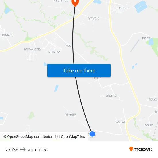 אלומה to כפר ורבורג map