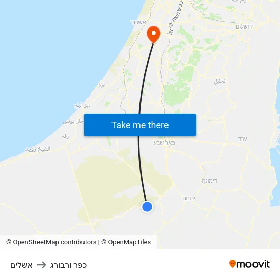 אשלים to כפר ורבורג map