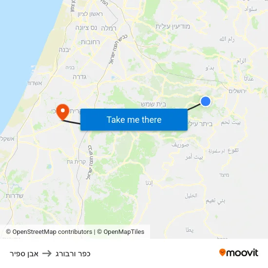 אבן ספיר to כפר ורבורג map