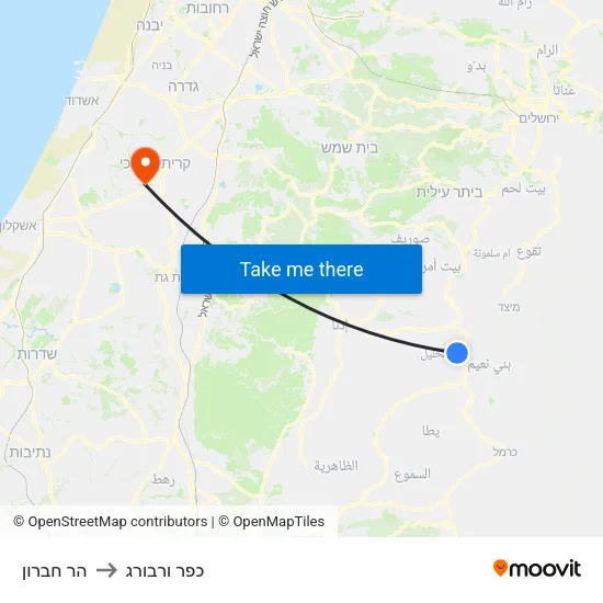 הר חברון to כפר ורבורג map