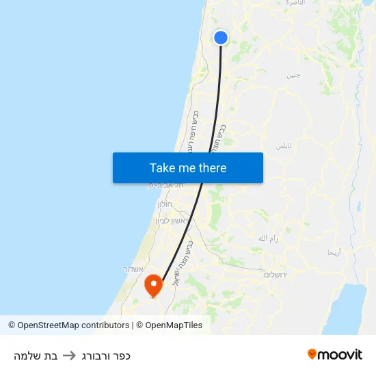 בת שלמה to כפר ורבורג map