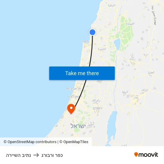 נתיב השיירה to כפר ורבורג map