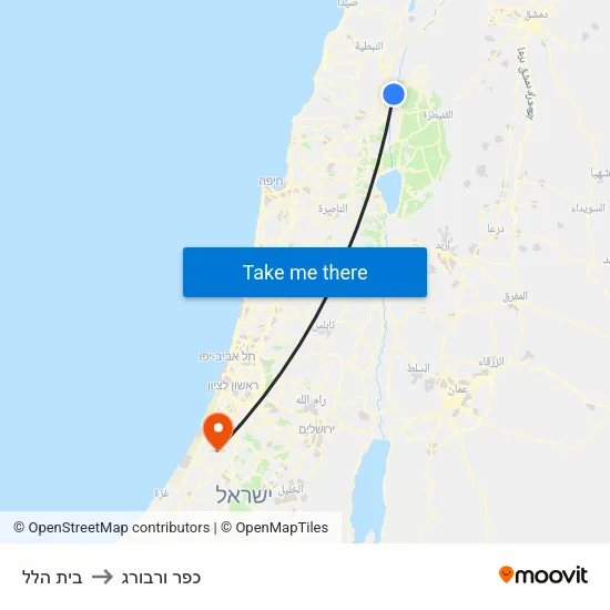 בית הלל to כפר ורבורג map