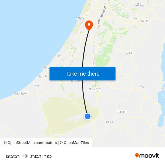 רביבים to כפר ורבורג map