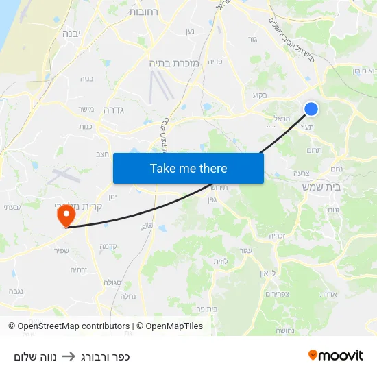 נווה שלום to כפר ורבורג map