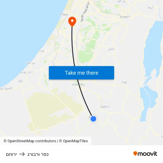 ירוחם to כפר ורבורג map