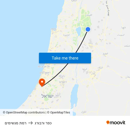 רמת מגשימים to כפר ורבורג map