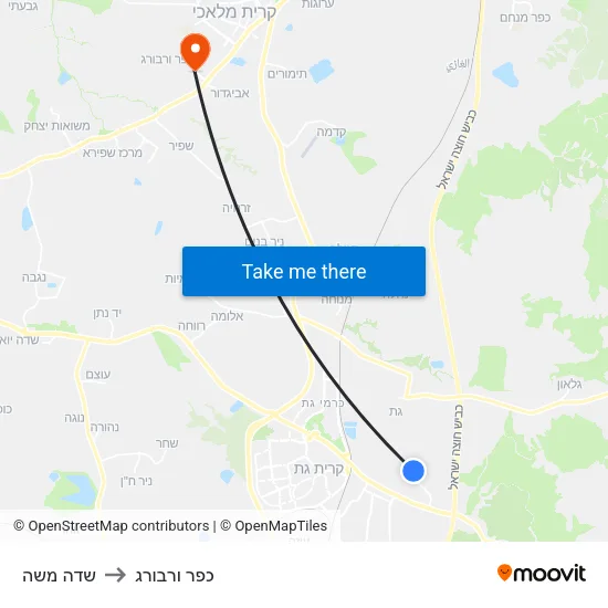 שדה משה to כפר ורבורג map