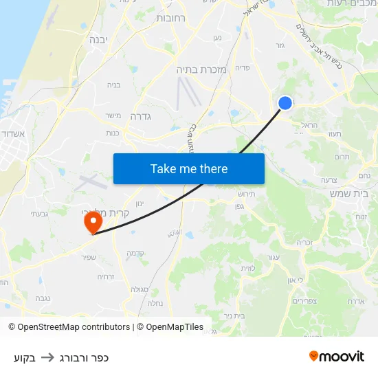 בקוע to כפר ורבורג map