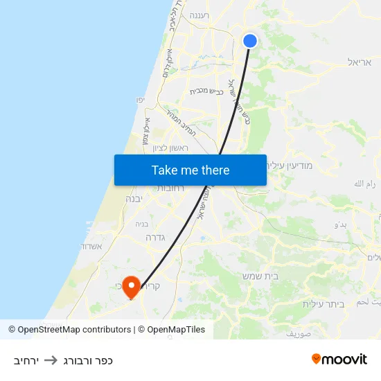 ירחיב to כפר ורבורג map