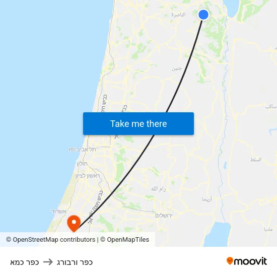 כפר כמא to כפר ורבורג map