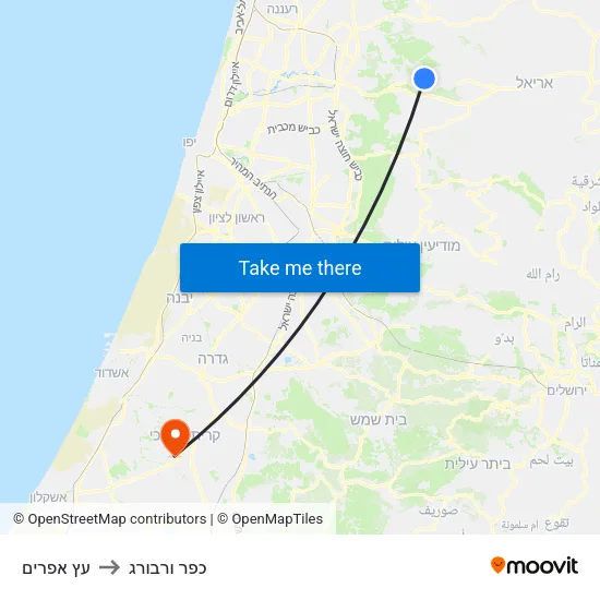 עץ אפרים to כפר ורבורג map