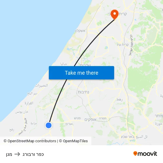 מגן to כפר ורבורג map