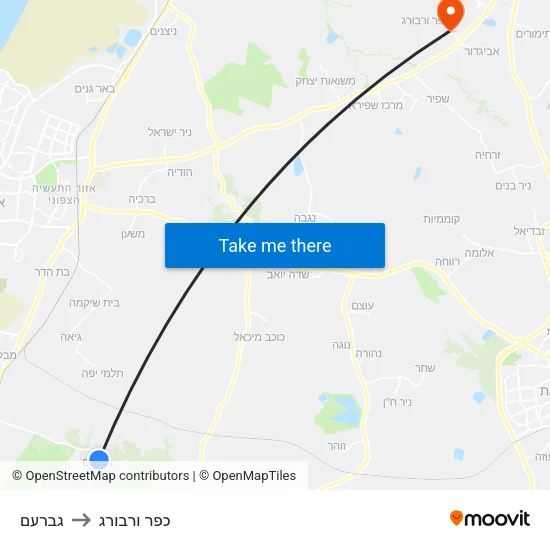 גברעם to כפר ורבורג map